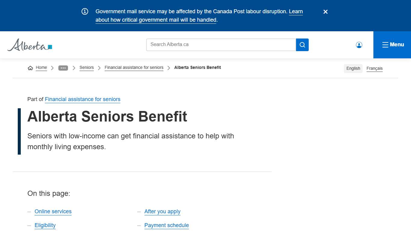 Alberta Seniors Benefit Alberta.ca